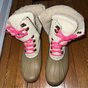 Sperry X J. Crew Tan Shearling Duck Boots